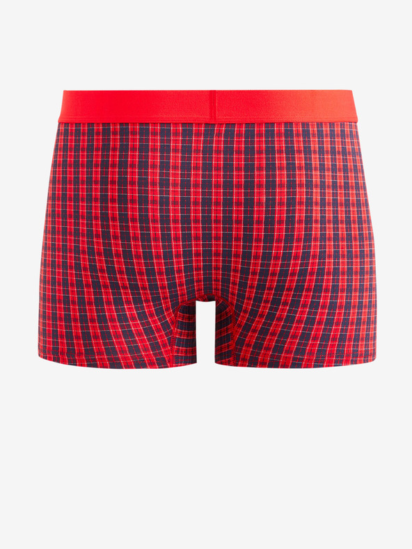Celio Červené pánske kockované boxerky Celio Fibocar