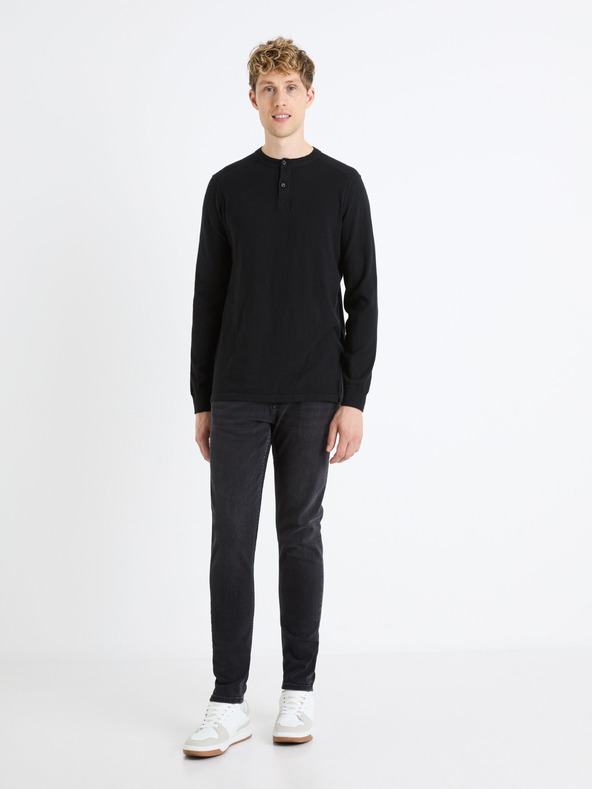 Celio Čierne pánske slim fit džínsy Celio Foninety