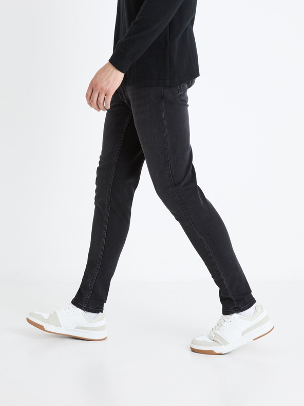Celio Čierne pánske slim fit džínsy Celio Foninety