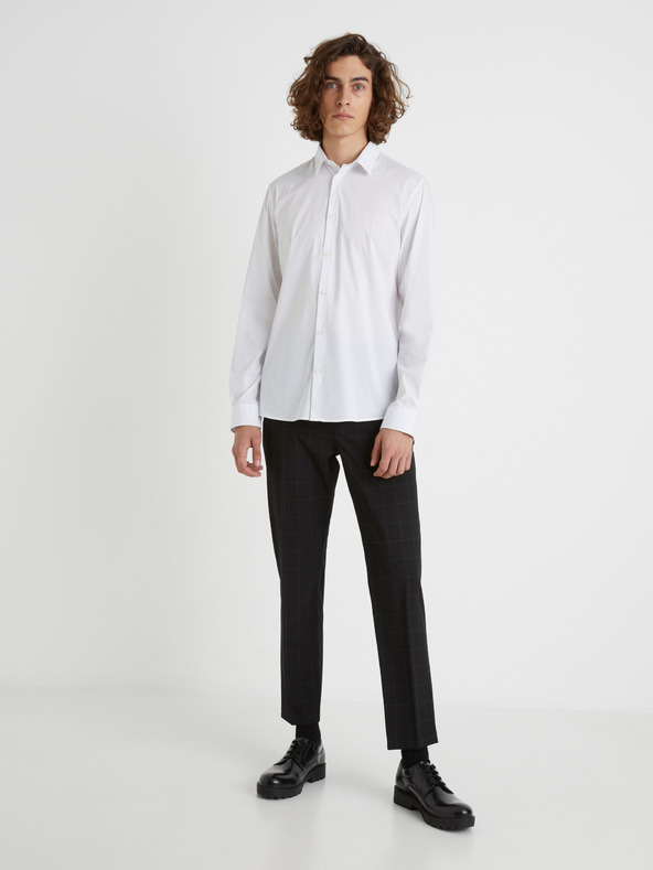 Celio Čierne pánske kockované skrátené nohavice Celio Fonoel