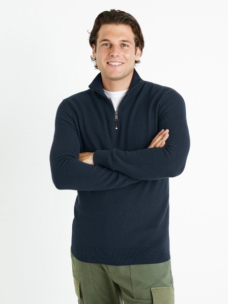 Celio Tmavomodrý pánsky sveter Celio Celim