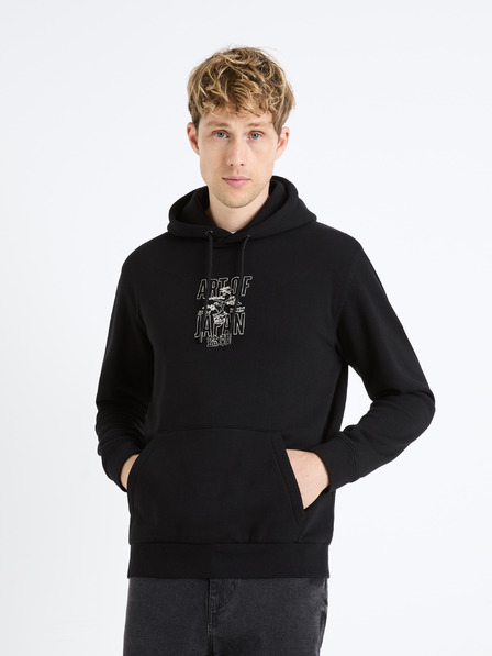 Celio Čierna pánska mikina s kapucňou Celio Fejabowl