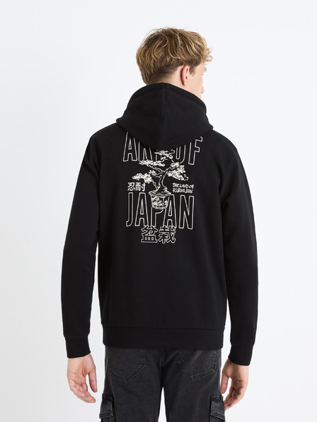 Celio Čierna pánska mikina s kapucňou Celio Fejabowl