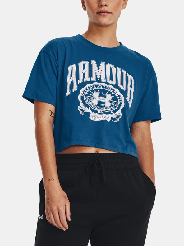 Under Armour Dámske tričko Under Armour UA COLLEGIATE CREST CROP SS