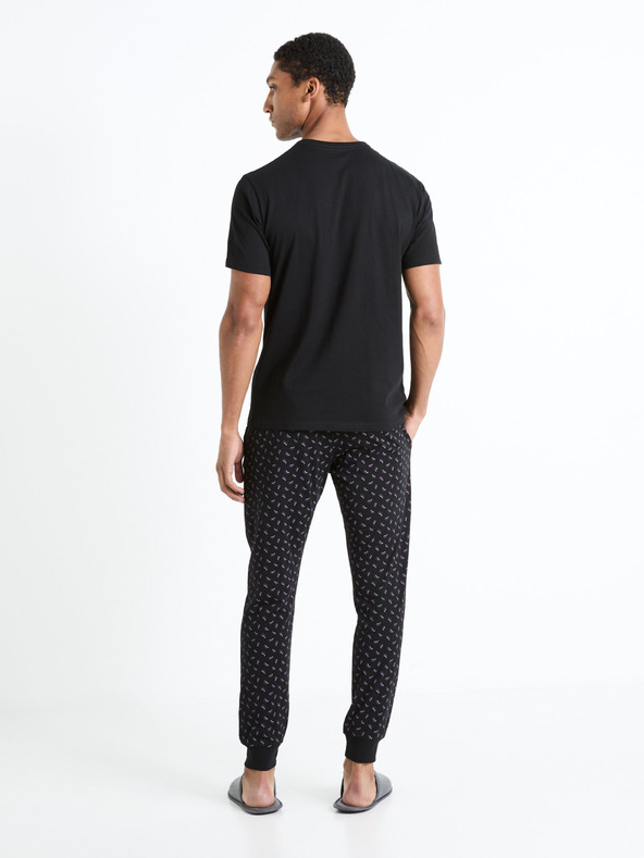 Celio Čierne pánske vzorované pyžamo Celio Fipyauber