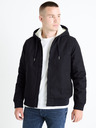 Celio Tmavomodrá pánska bunda z umelej kožušiny Celio Fuhoodie