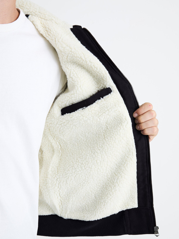 Celio Tmavomodrá pánska bunda z umelej kožušiny Celio Fuhoodie