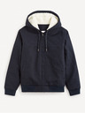 Celio Tmavomodrá pánska bunda z umelej kožušiny Celio Fuhoodie