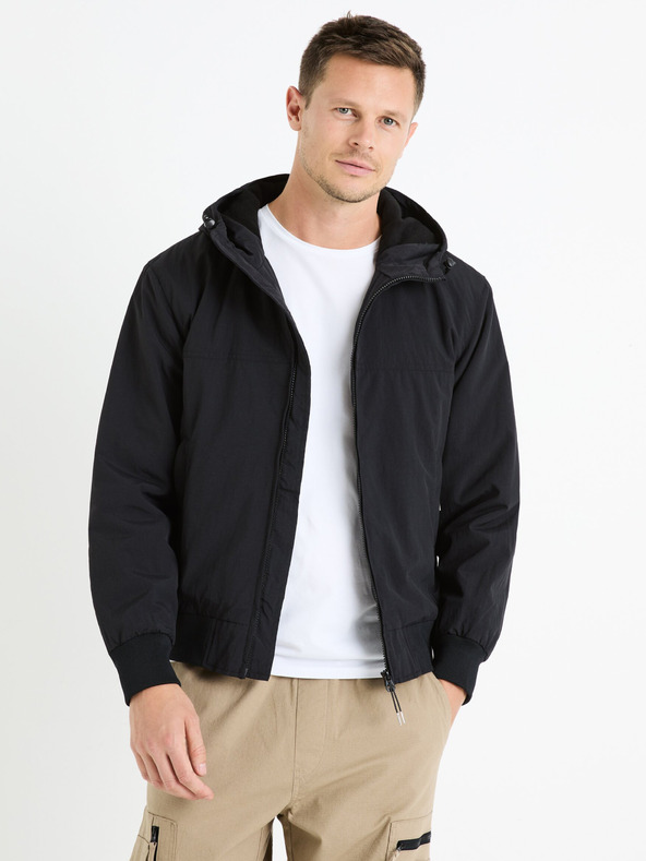 Celio Čierna pánska bunda Celio Fuhoodie2