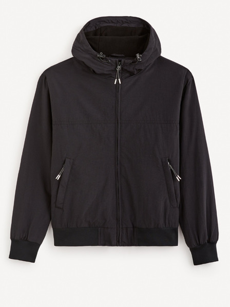 Celio Čierna pánska bunda Celio Fuhoodie2