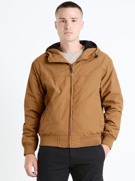 Celio Hnedá pánska bunda Celio Fuhoodie2