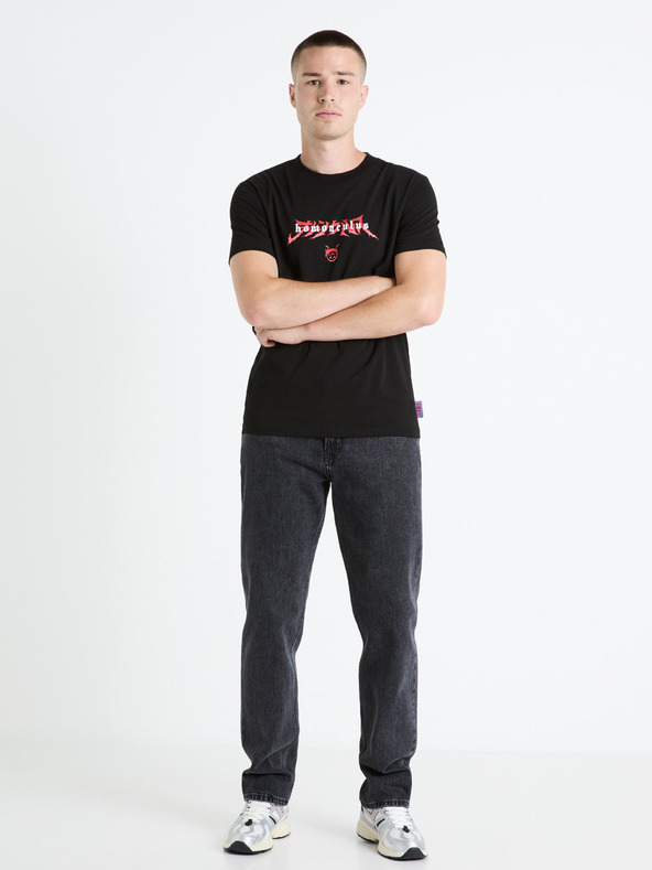 Celio Čierne pánske tričko Celio Fullmetal Alchemist