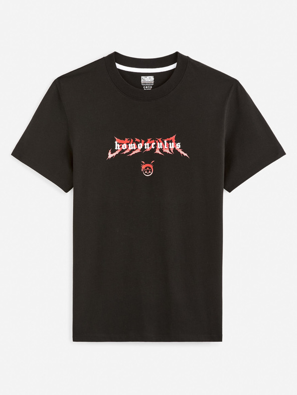 Celio Čierne pánske tričko Celio Fullmetal Alchemist