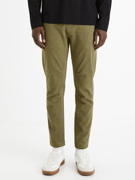Celio Khaki pánske skrátené nohavice Celio Fodamso