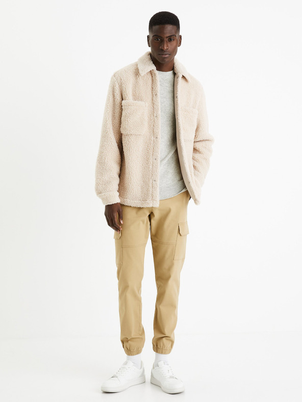 Celio Béžové pánske cargo nohavice Celio Dolyte