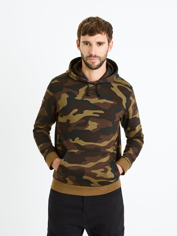 Celio Zeleno-hnedá pánska army mikina Celio Felastmin