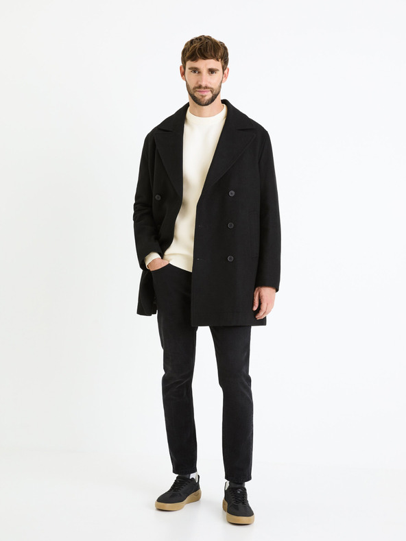 Celio Krémový pánsky základný sveter Celio Beclo