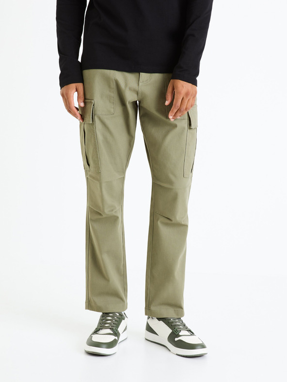 Celio Khaki pánske cargo nohavice Celio Fopierre