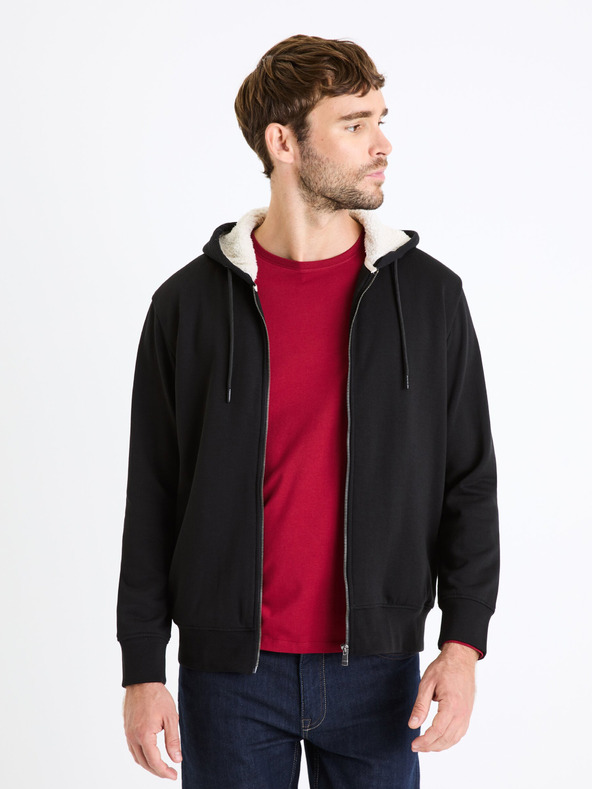 Celio Čierna pánska zateplená mikina na zips Celio Fesherpax