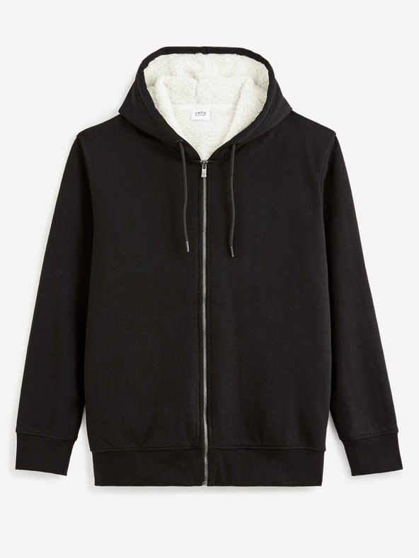 Celio Čierna pánska zateplená mikina na zips Celio Fesherpax