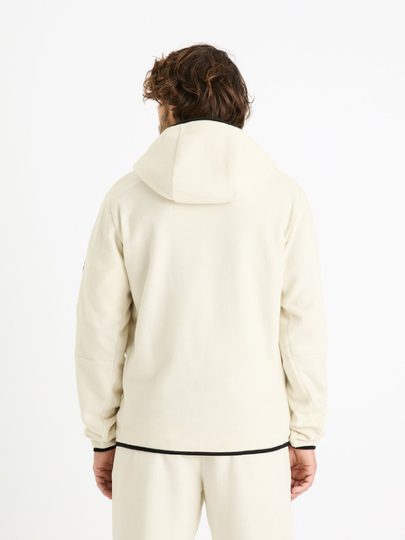 Celio Krémová pánska mikina na zips s kapucňou Celio Fecoldyoke