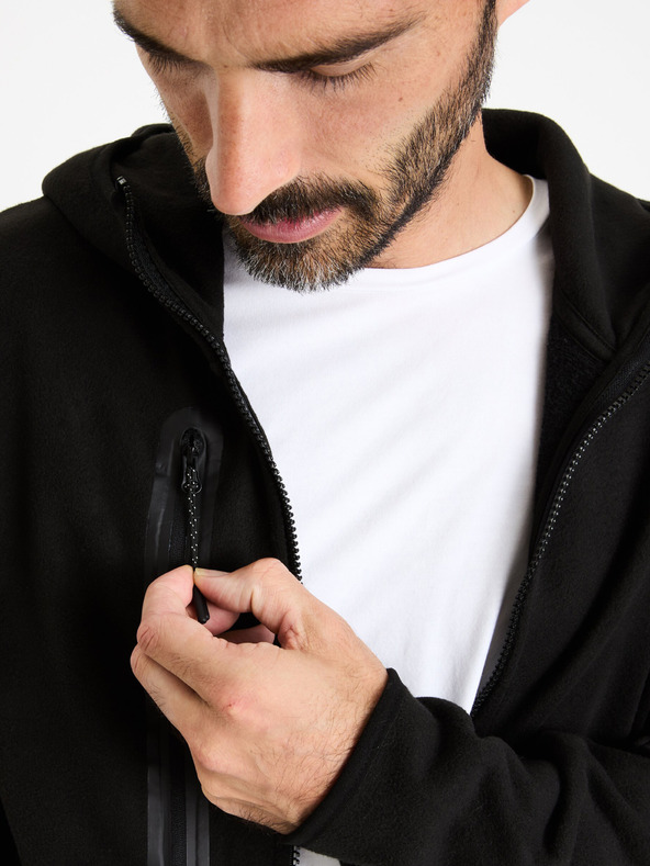 Celio Čierna pánska mikina na zips s kapucňou Celio Fecoldyoke