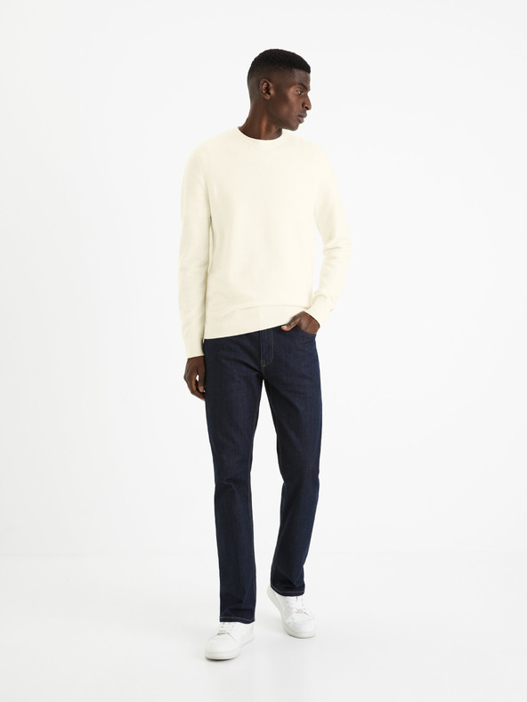 Celio Krémový pánsky základný sveter Celio Felinode