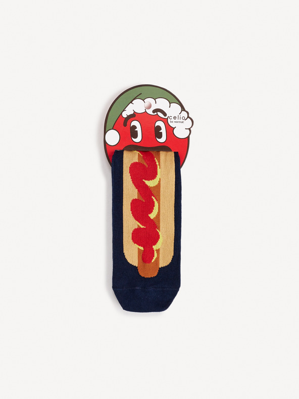 Celio Tmavomodré pánske vzorované ponožky Celio Hot Dog