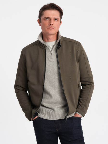 Ombre Clothing Khaki pánska ľahká bunda Ombre Clothing BIKER