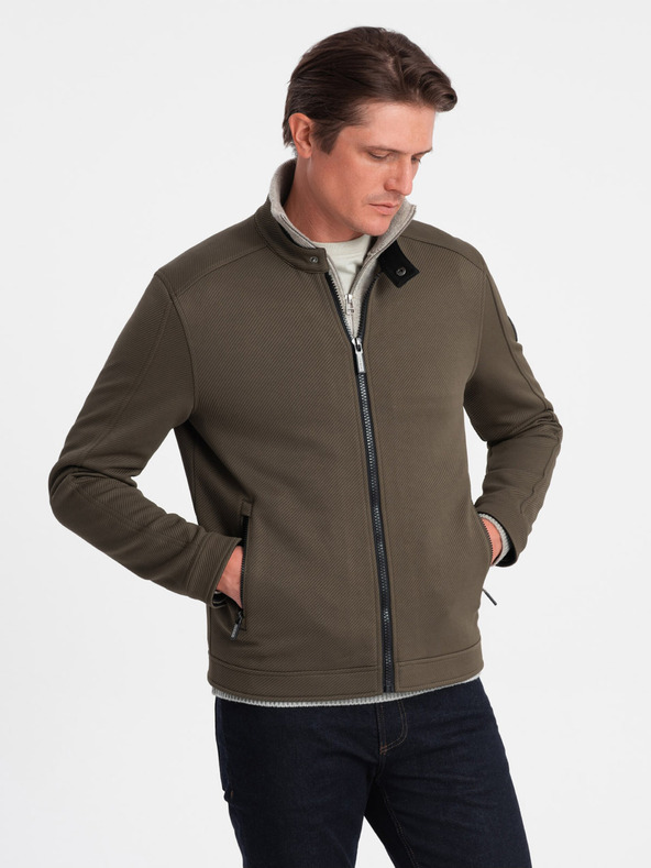 Ombre Clothing Khaki pánska ľahká bunda Ombre Clothing BIKER