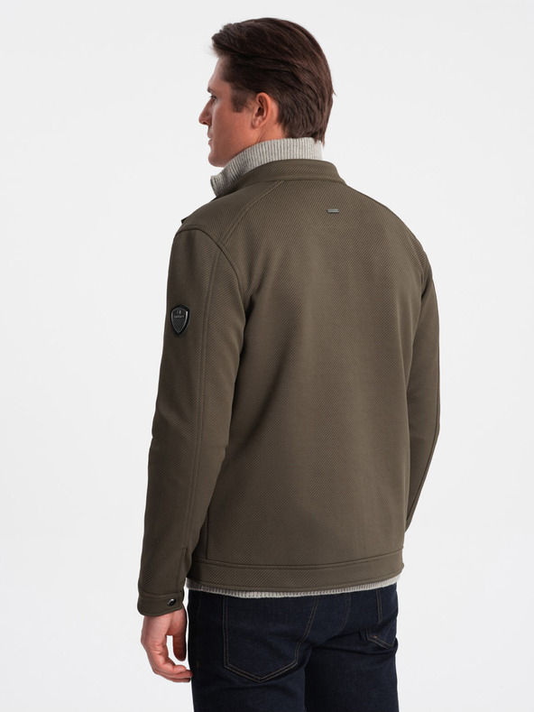 Ombre Clothing Khaki pánska ľahká bunda Ombre Clothing BIKER