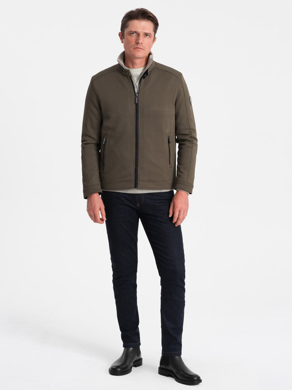 Ombre Clothing Khaki pánska ľahká bunda Ombre Clothing BIKER