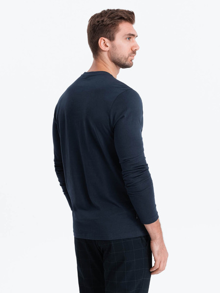 Ombre Clothing Tmavomodrá pánska polokošeľa na gombíky Ombre Clothing HENLEY