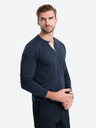 Ombre Clothing Tmavomodrá pánska polokošeľa na gombíky Ombre Clothing HENLEY