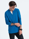 Ombre Clothing Modrá pánska košeľa na gombíky Ombre Clothing HENLEY