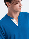 Ombre Clothing Modrá pánska košeľa na gombíky Ombre Clothing HENLEY