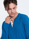 Ombre Clothing Modrá pánska košeľa na gombíky Ombre Clothing HENLEY