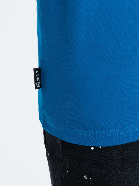 Ombre Clothing Modrá pánska košeľa na gombíky Ombre Clothing HENLEY