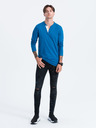 Ombre Clothing Modrá pánska košeľa na gombíky Ombre Clothing HENLEY
