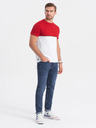 Ombre Clothing Bielo-červené pánske tričko Ombre Clothing