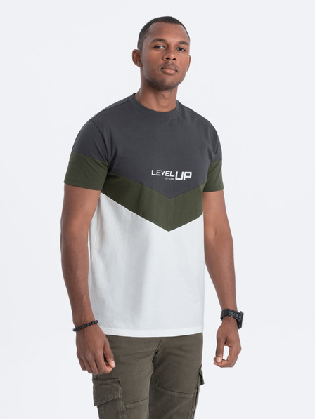 Ombre Clothing Šedo-biele pánske tričko s nápisom Ombre Clothing