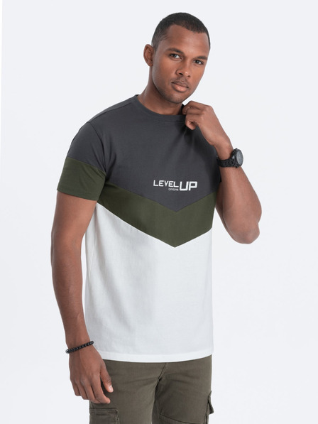 Ombre Clothing Šedo-biele pánske tričko s nápisom Ombre Clothing