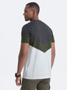 Ombre Clothing Šedo-biele pánske tričko s nápisom Ombre Clothing