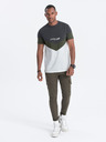 Ombre Clothing Šedo-biele pánske tričko s nápisom Ombre Clothing