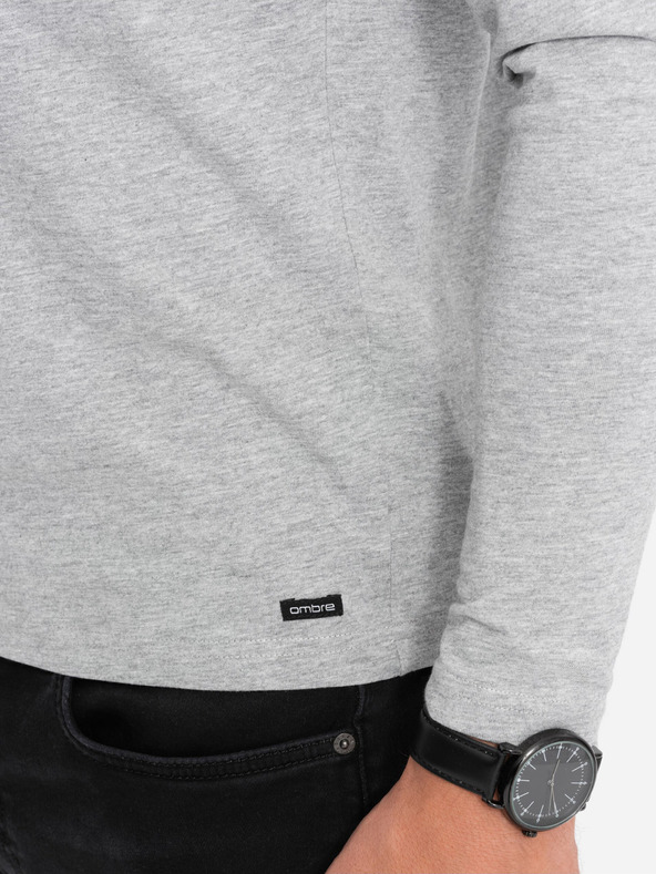 Ombre Clothing Šedé pánske tričko na gombíky Ombre Clothing HENLEY