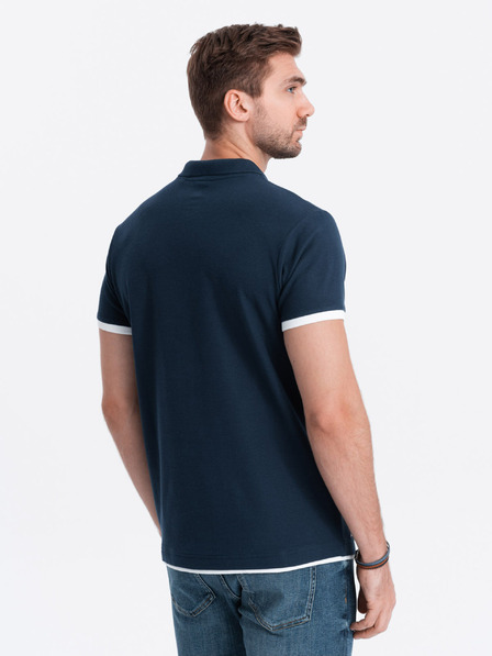 Ombre Clothing Tmavomodré pánske polo tričko Ombre Clothing