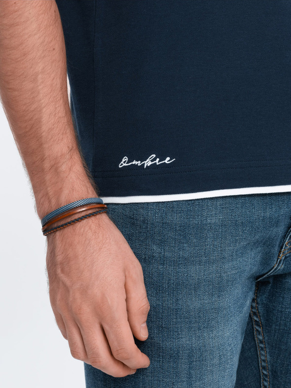 Ombre Clothing Tmavomodré pánske polo tričko Ombre Clothing