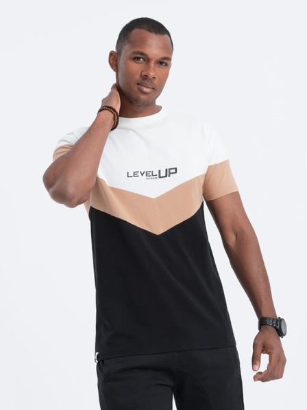 Ombre Clothing Hnedočierne pánske tričko na gombíky Ombre Clothing