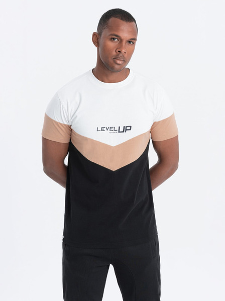 Ombre Clothing Hnedočierne pánske tričko na gombíky Ombre Clothing