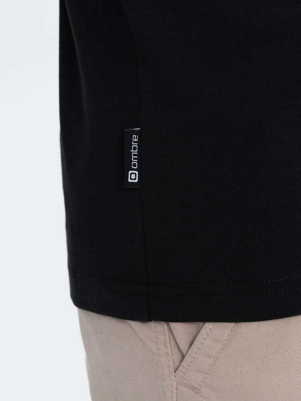 Ombre Clothing Čierne pánske tričko na gombíky Ombre Clothing HENLEY